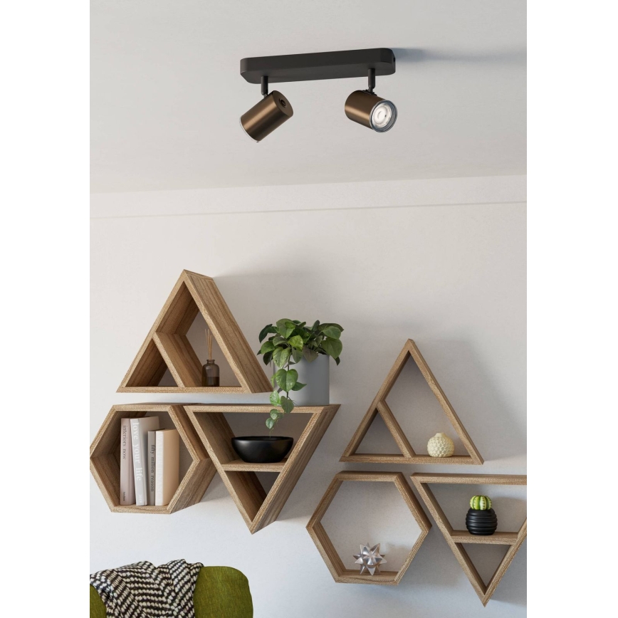 Eglo - Kúpeľňové bodové svietidlo 2xGU10/5W/230V IP44 čierna/hnedá