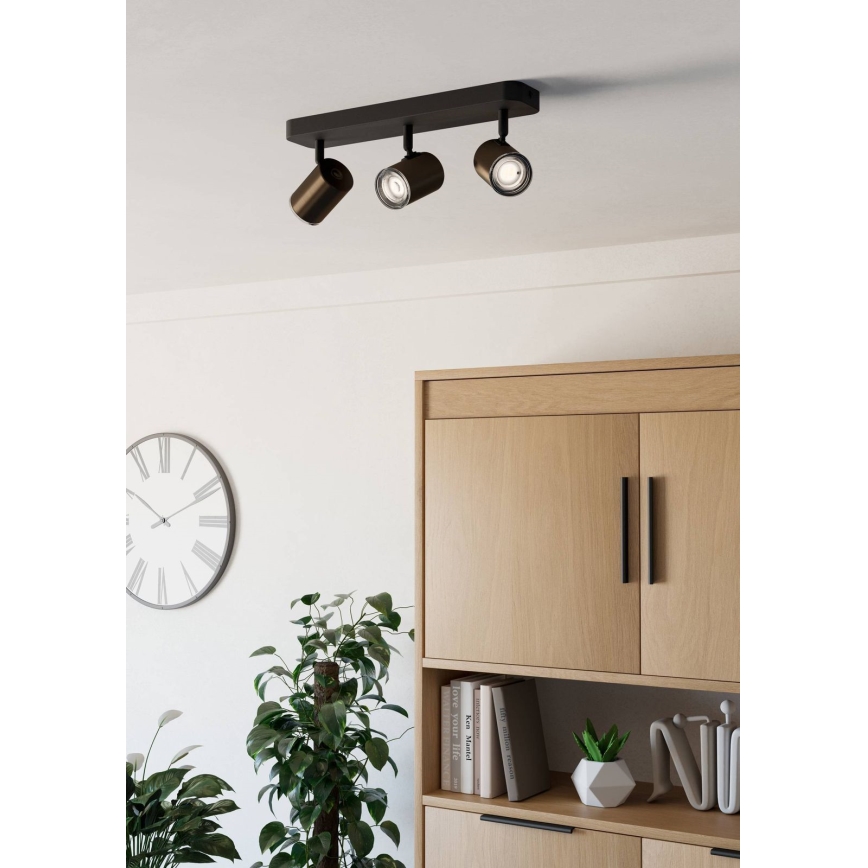 Eglo - Kúpeľňové bodové svietidlo 3xGU10/5W/230V IP44 čierna/hnedá