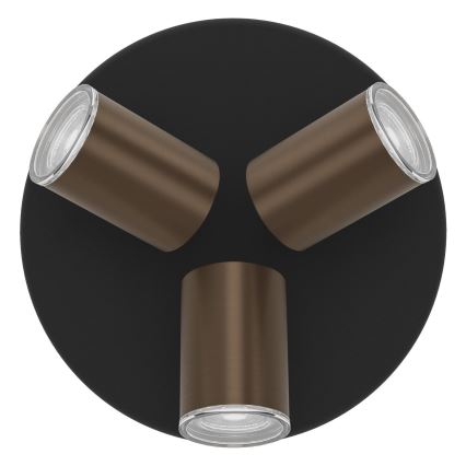 Eglo - Kúpeľňové bodové svietidlo 3xGU10/5W/230V pr. 25 cm IP44 čierne/hnedé