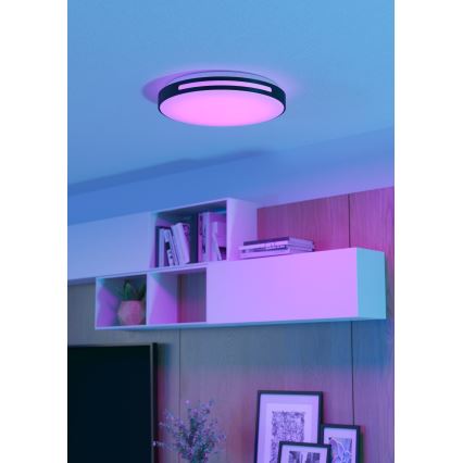Eglo 300687 - LED RGBW stmievateľné stropné svietidlo MONTEGRANARO-Z LED/18,5W/230V 2700-6500K pr. 39,4 cm čierna + diaľkové ovládanie