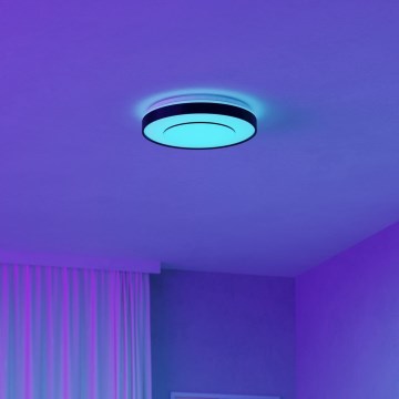 Eglo 300688 - LED RGBW stmievateľné stropné svietidlo MONTERIGGIONI-Z LED/18,5W/230V 2700-6500K priemer 38,4 cm čierna + diaľkové ovládanie