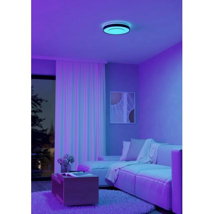 Eglo 300688 - LED RGBW stmievateľné stropné svietidlo MONTERIGGIONI-Z LED/18,5W/230V 2700-6500K priemer 38,4 cm čierna + diaľkové ovládanie