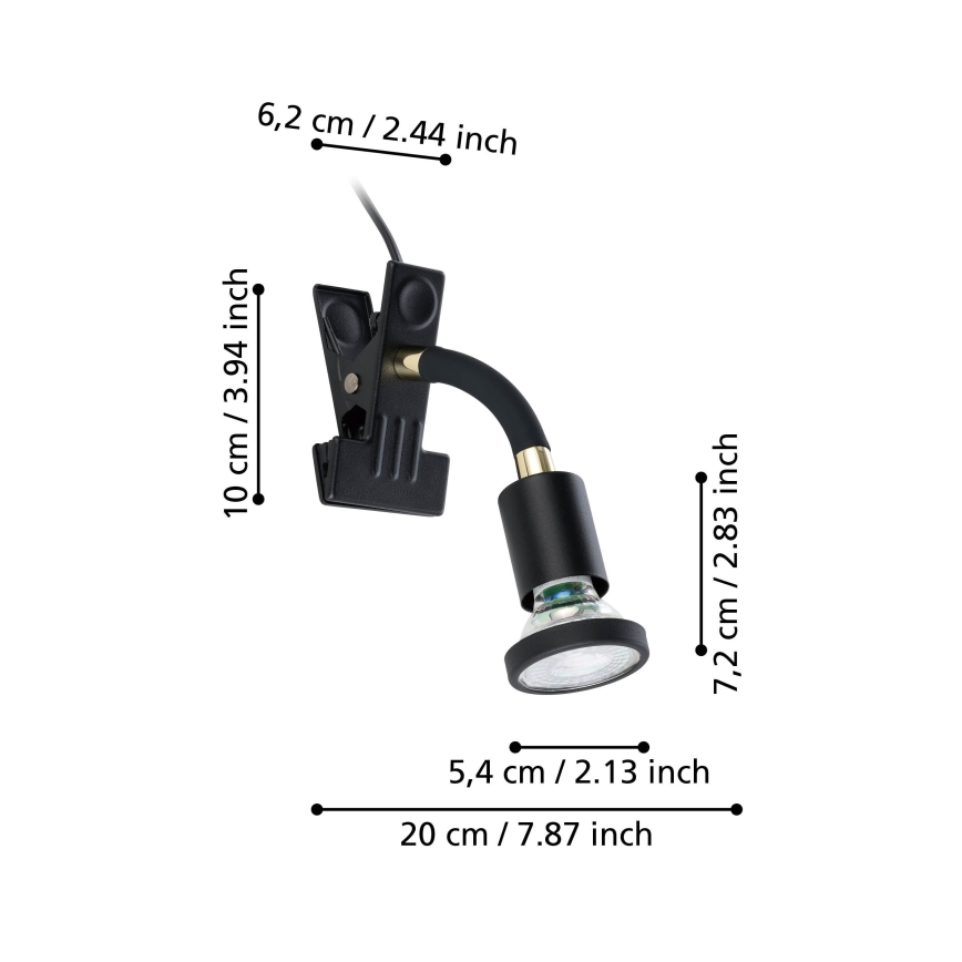 Eglo - LED lampa s klipom 1xGU10/4,5W/230V čierna