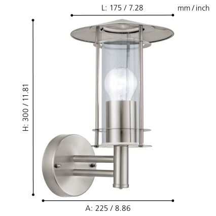 Eglo -  Exteriérová lampa LISIO 1xE27/60W/230V