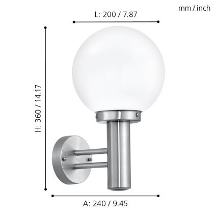 Eglo - Vonkajšia lampa NISIA E27/60W/230V