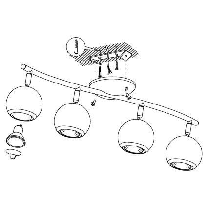 Eglo - LED Bodové svietidlo 4xGU10/3W LED