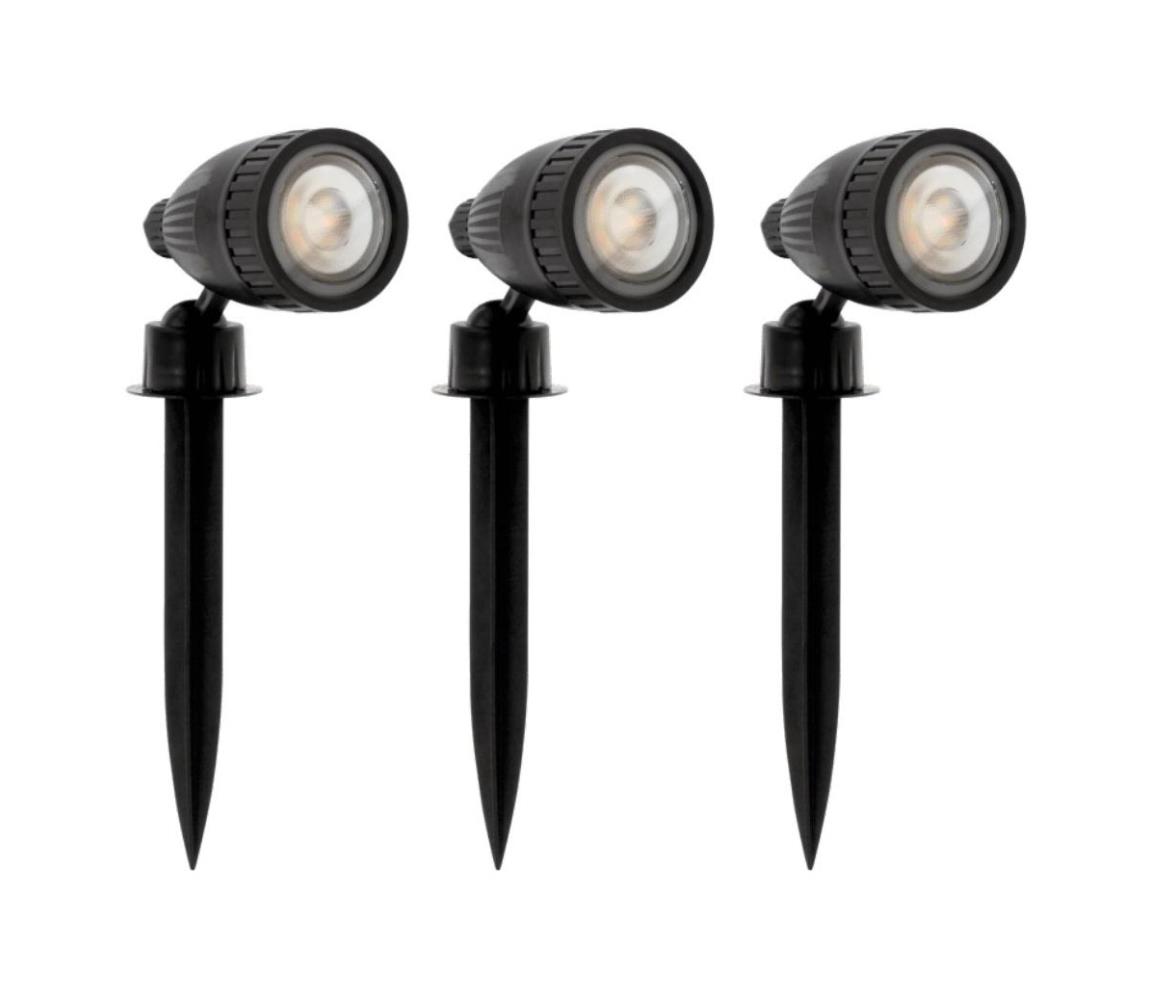 Eglo 31028 - Sada 3x LED RGBW vonkajších svietidiel NEMA-C 1xGU10/5W/230V IP44 čierne + diaľkové ovládanie 31028