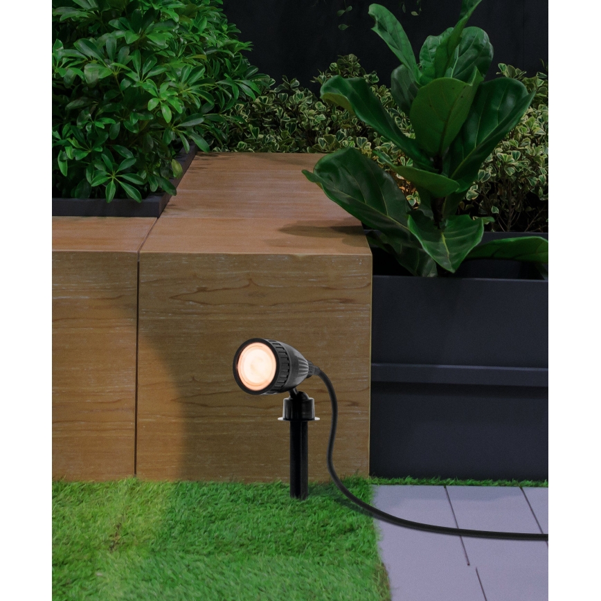 Eglo 31028 - Sada 3x LED RGBW vonkajších svietidiel NEMA-C 1xGU10/5W/230V 2700-6500K IP44 čierne + diaľkové ovládanie