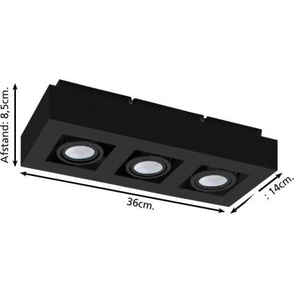 Eglo 31064 - LED bodové svietidlo MENDOZA 3xLED/4,7W/230V 3000K čierna