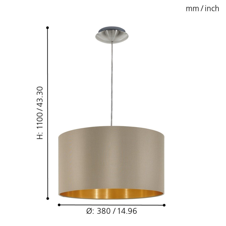 Eglo - Luster na lanku 1xE27/60W/230V taupe