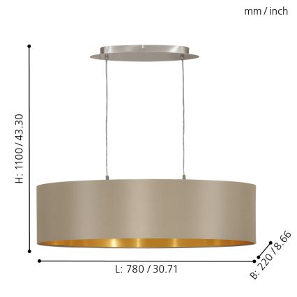 Eglo - Luster na lanku 2xE27/60W/230V