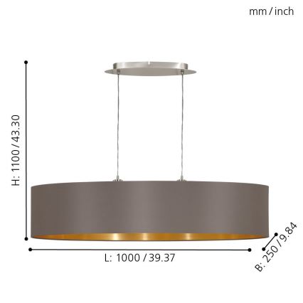 Eglo - Luster na lanku 2xE27/60W/230V