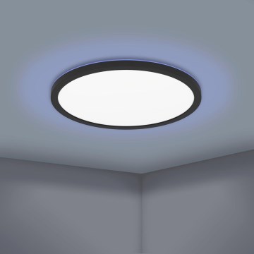 Eglo 31704 - Stmievateľné LED RGBW stropné svietidlo ROVITO-Z 1xLED/16,5W/230V 2700-6500K priemer 42 cm čierna + diaľkové ovládanie