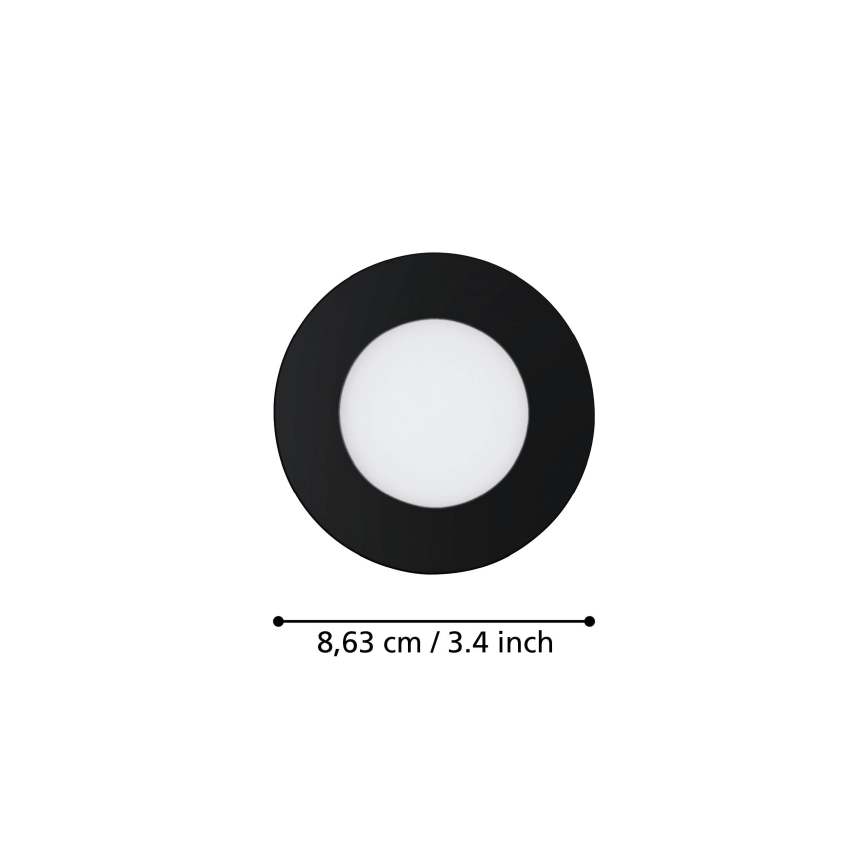 Eglo 31743 - SADA 3x stmievateľných LED podhľadových kúpeľňových svietidiel FUEVA-Z 1xLED/2,8W/230V 2700-6500 IP44 čierne pr. 8,5 cm