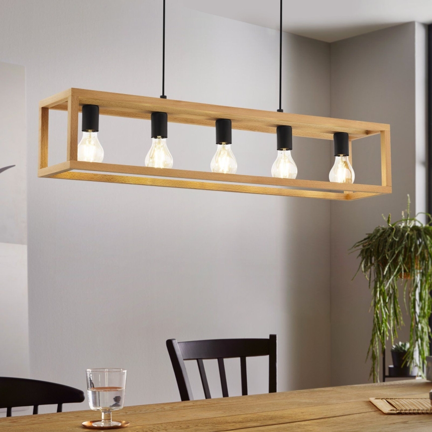 Eglo 32143 - Závesný luster na lane BLACKCROWN 5xE27/40W/230V hnedá