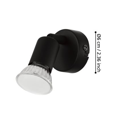 Eglo - LED Nástenné bodové svietidlo 1xGU10/2,8W/230V 3000K čierna