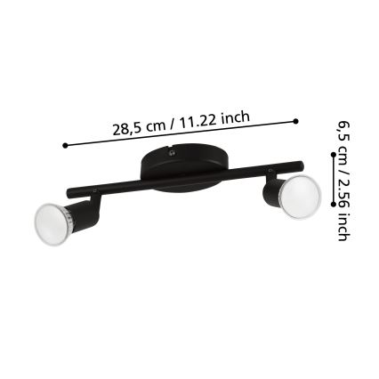 Eglo - LED Bodové svietidlo 2xGU10/2,8W/230V 3000K čierna