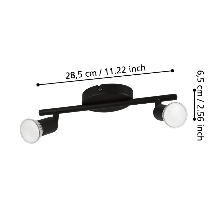 Eglo - LED Bodové svietidlo 2xGU10/2,8W/230V 3000K čierna