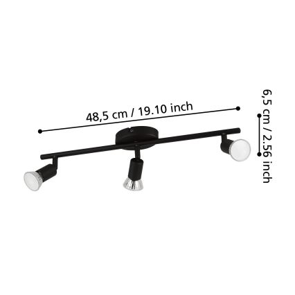 Eglo - LED Bodové svietidlo 3xGU10/2,8W/230V 3000K čierna