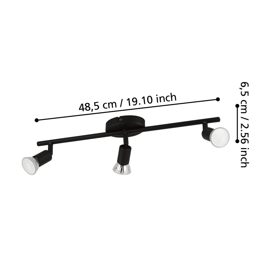 Eglo - LED Bodové svietidlo 3xGU10/2,8W/230V 3000K čierna