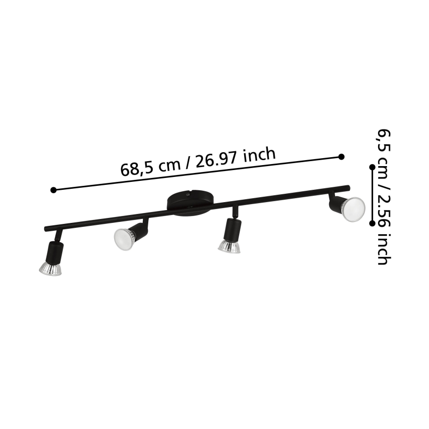 Eglo - LED Bodové svietidlo 4xGU10/2,8W/230V 3000K čierna