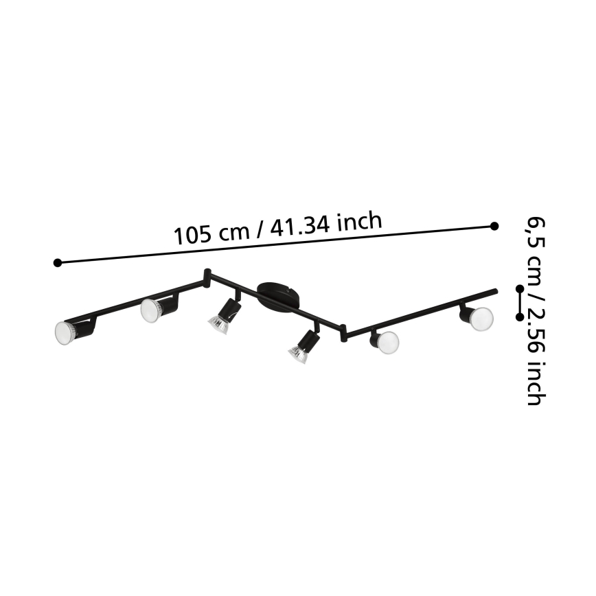Eglo - LED Bodové svietidlo 6xGU10/2,8W/230V 3000K čierna