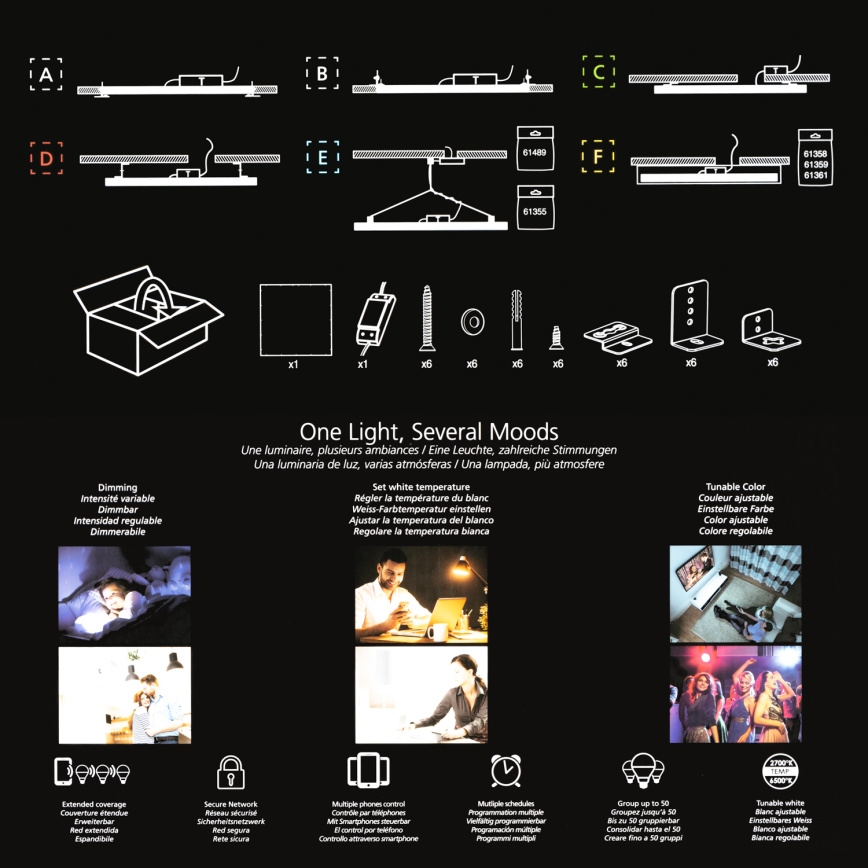 Eglo 32734 - LED RGBW stmievateľný prisadený 2v1 SALOBRENA-C LED/34W/230V biela + diaľkové ovládanie