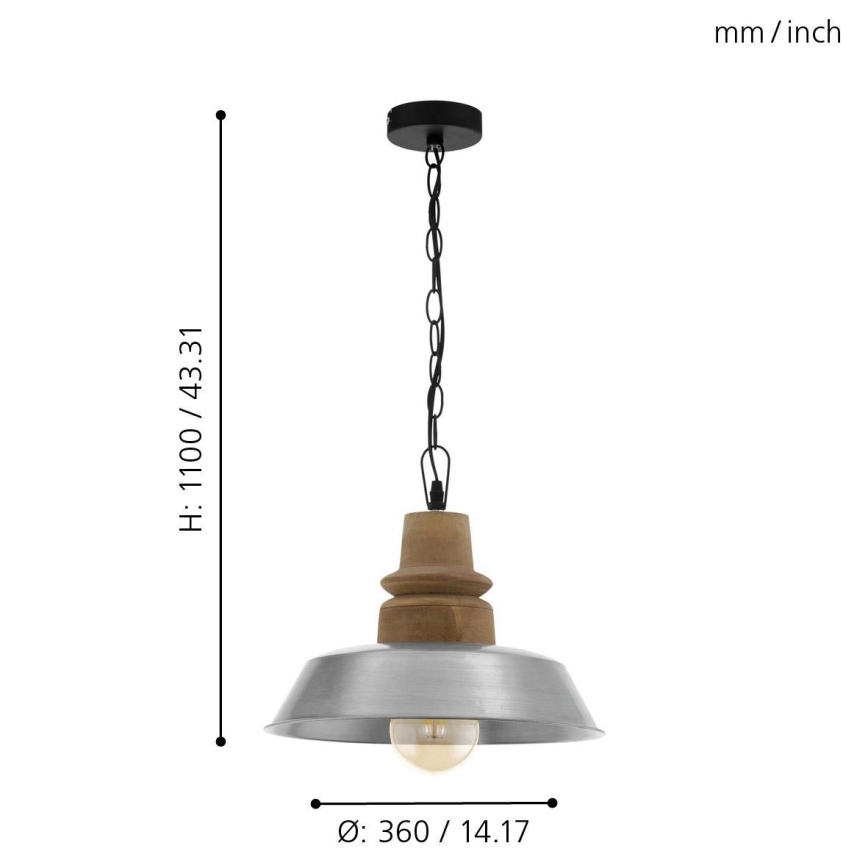 Eglo 33024 - Luster na reťazi RIDDLECOMBE 1xE27/60W/230V