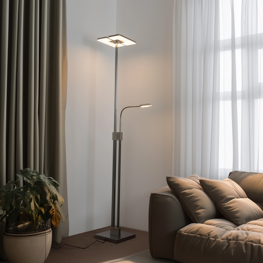 Eglo 33182 - LED Stmievateľná stojacia lampa SOLANO 1xLED/26W/230V +1xLED/3,2W 3000K matný chróm