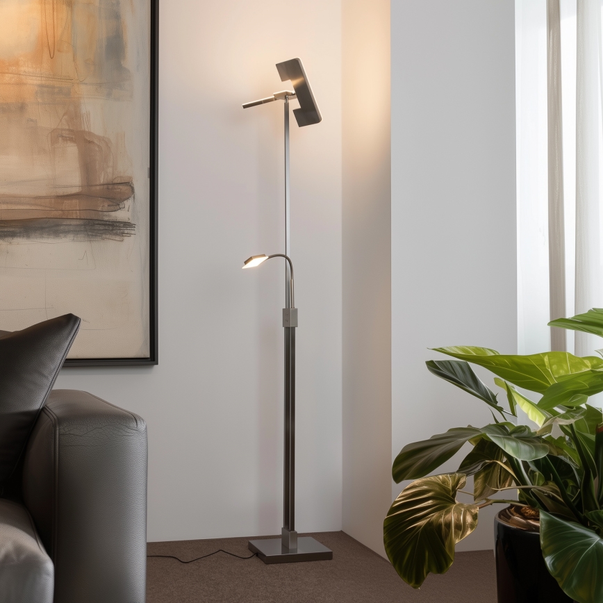 Eglo 33182 - LED Stmievateľná stojacia lampa SOLANO 1xLED/26W/230V +1xLED/3,2W 3000K matný chróm