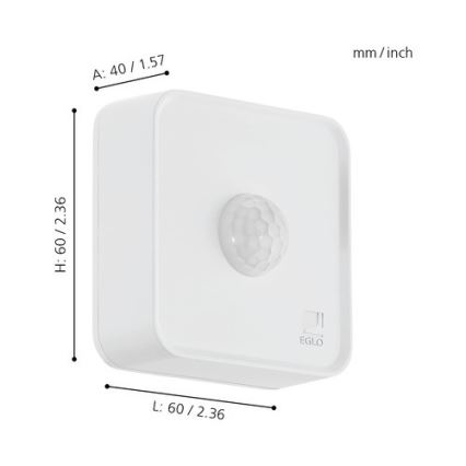 Eglo 33236 - Vonkajší pohybový senzor CONNECT SENSOR 3xAA 12 m biela IP44