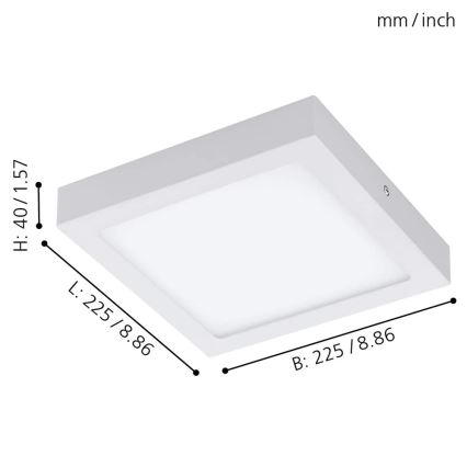 Eglo 33316 - LED RGBW stmievateľné stropné svietidlo FUEVA-C LED/15,6W/230V 2700-6500K 22,5x22,5 cm biela