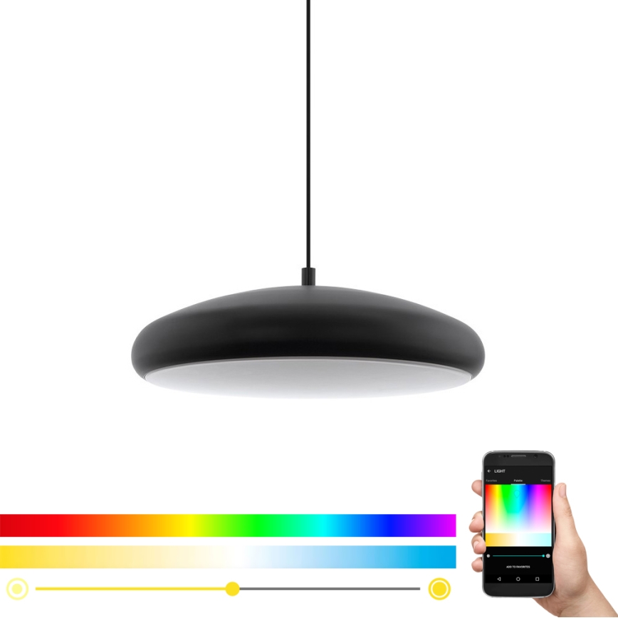 Eglo 33328 - LED RGBW Stmievateľný luster na lanku RIODEVA-C LED/27W/230V 2700-6500K čierna