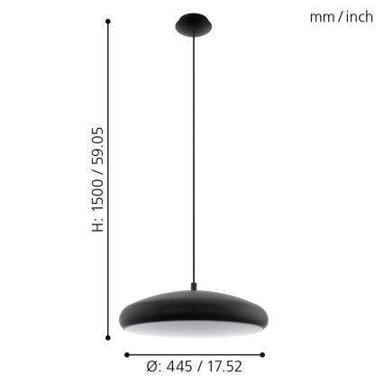 Eglo 33328 - LED RGBW Stmievateľný luster na lanku RIODEVA-C LED/27W/230V 2700-6500K čierna
