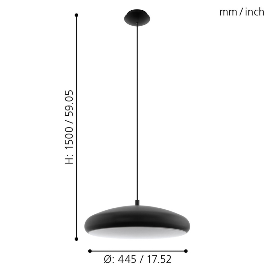 Eglo 33328 - LED RGBW Stmievateľný luster na lanku RIODEVA-C LED/27W/230V 2700-6500K čierna