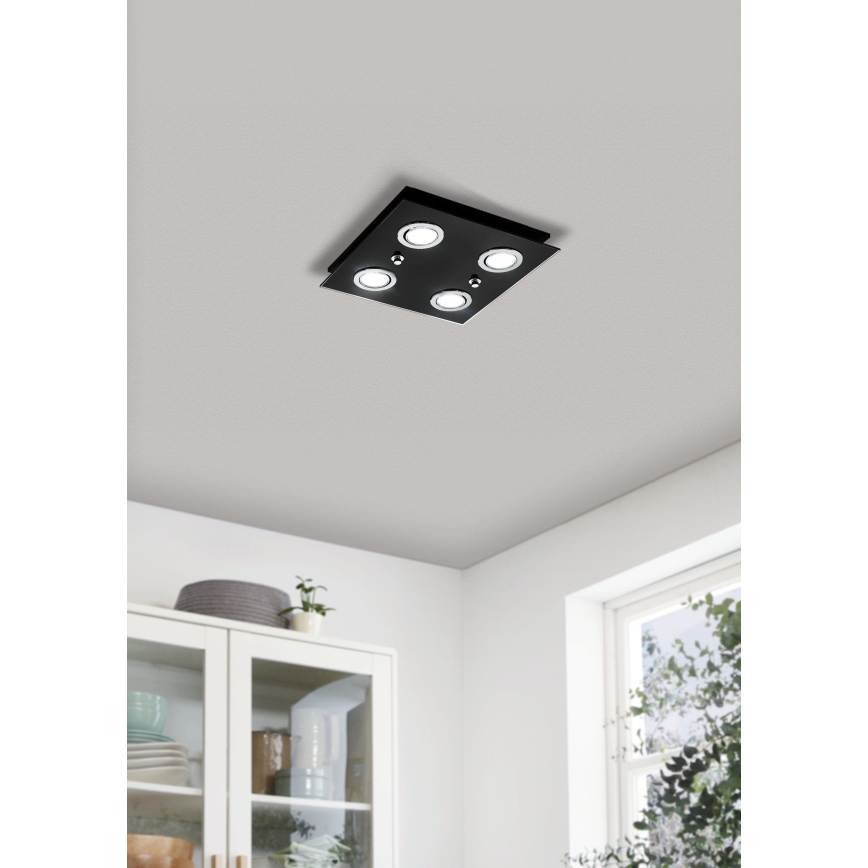 Eglo - LED Stropné svietidlo 4xGU10/2,8W/230V 3000K čierna