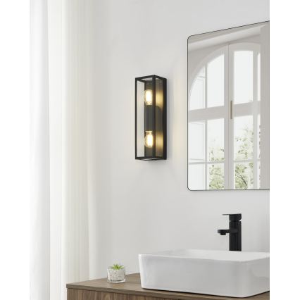 Eglo 33856 - Vonkajšie nástenné svietidlo ALAMONTE 2xE27/60W/230V IP44 čierna