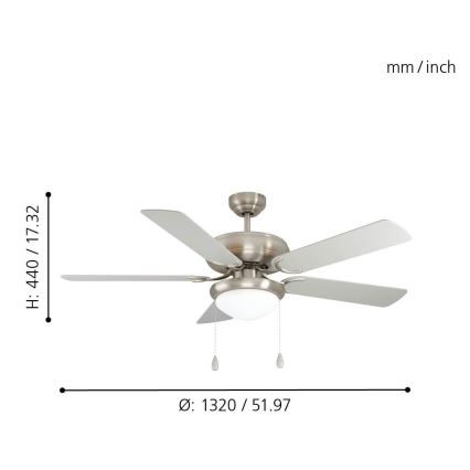 Eglo 35078 - Stropný ventilátor BALLINA 2xE27/40W/230V