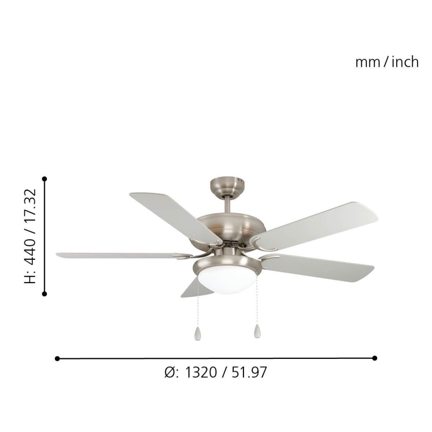 Eglo 35078 - Stropný ventilátor BALLINA 2xE27/40W/230V