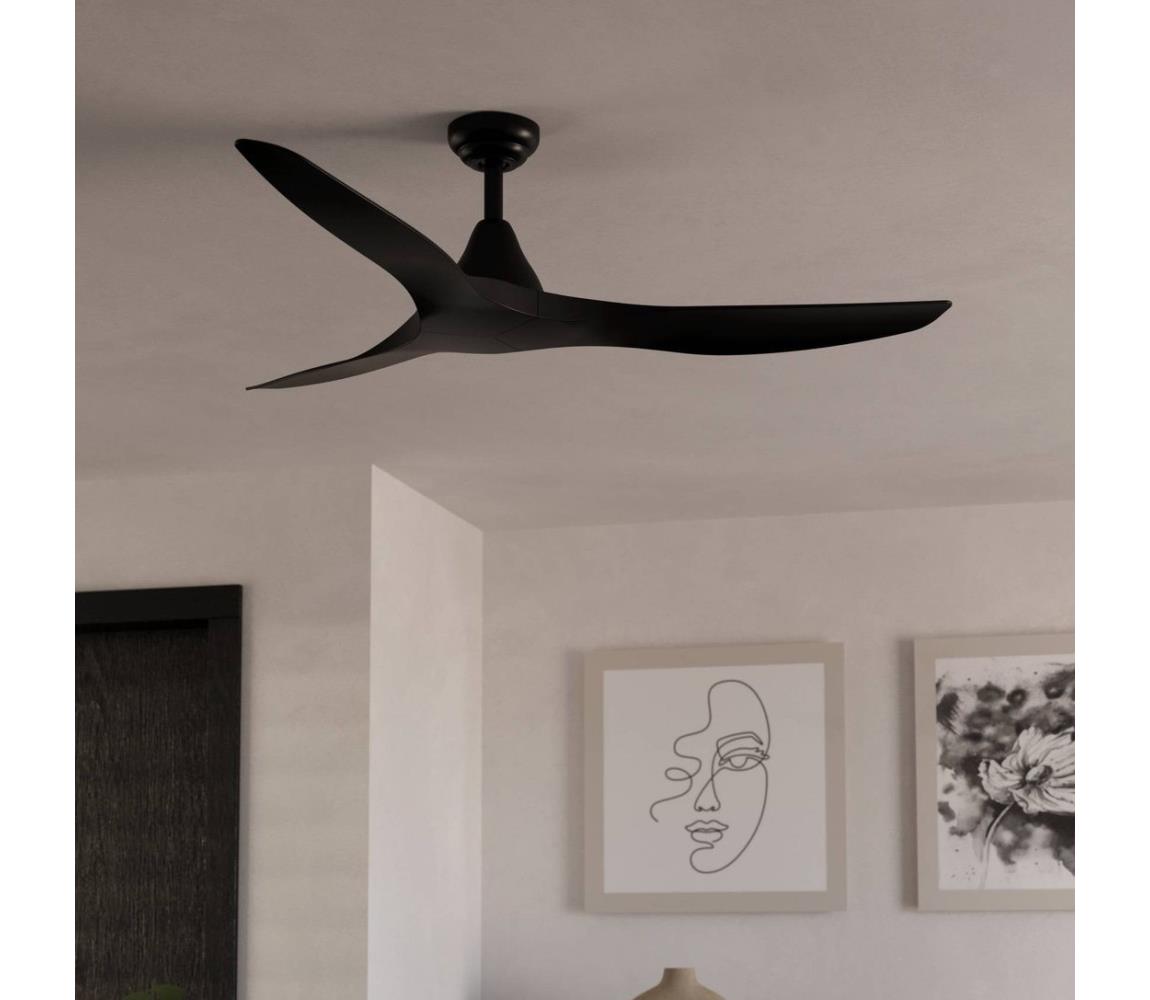 Eglo 35109 - Stropný látor PORTSEA priemer 132 cm čierny + diaľkové ovládanie 35109