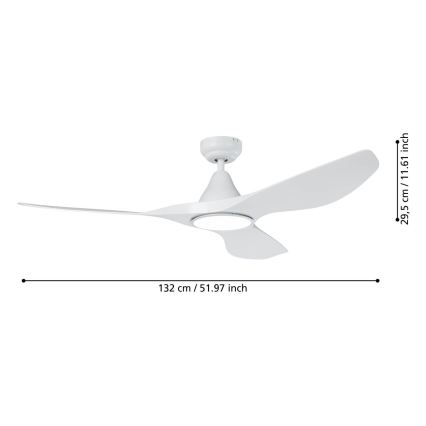 Eglo - LED stropný ventilátor LED/19W/230V pr. 132 cm biela + diaľkové ovládanie