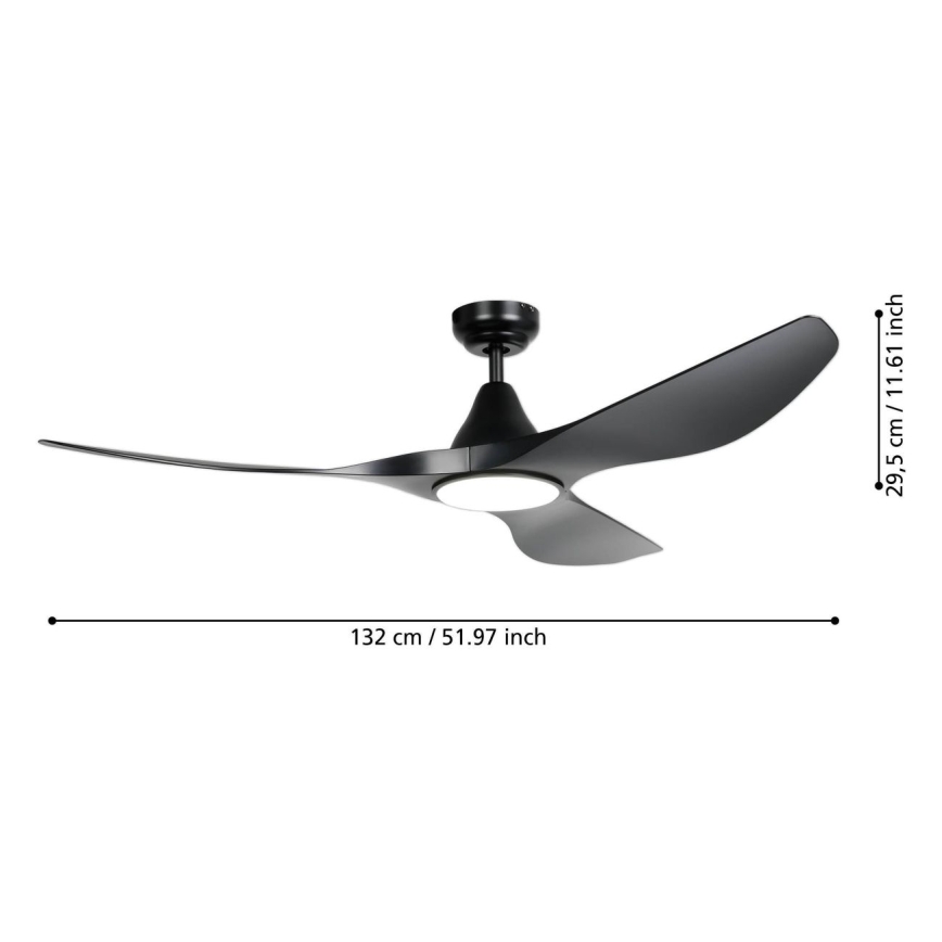 Eglo - LED stropný ventilátor LED/20W/230V 3000/4000/5000K priemer 132 cm čierny + diaľkové ovládanie