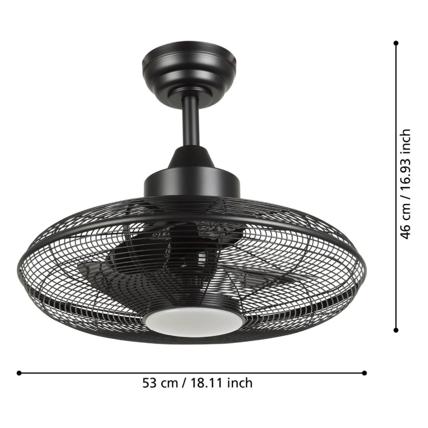 Eglo - LED stropný ventilátor LED/15W/230V 3000/4000/5000K pr. 53 cm čierna + diaľkové ovládanie