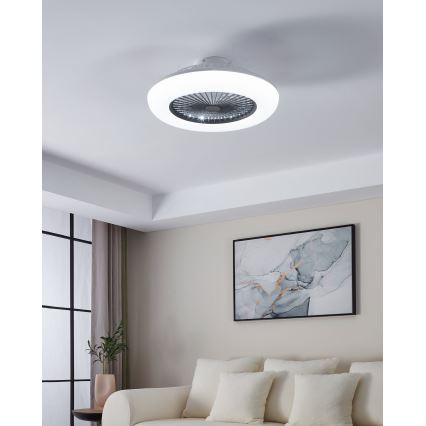 Eglo - stmievateľný LED stropný ventilátor 3×LED/12,6 W/230 V 2700–6500 K, priemer 55 cm, sivý + diaľkové ovládanie