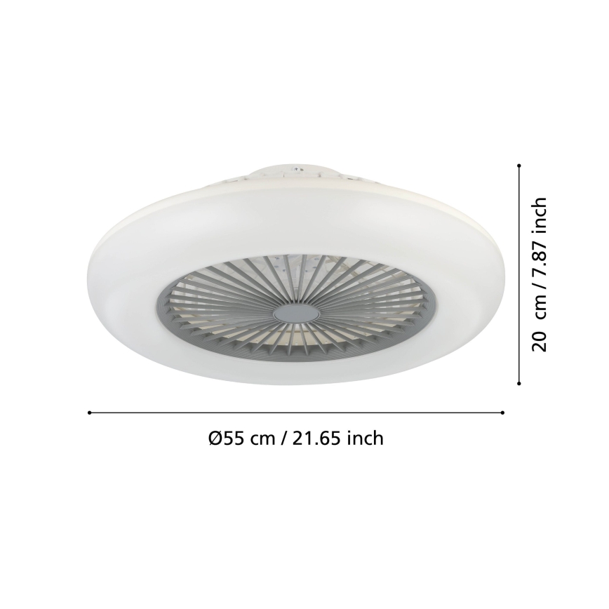 Eglo - stmievateľný LED stropný ventilátor 3×LED/12,6 W/230 V 2700–6500 K, priemer 55 cm, sivý + diaľkové ovládanie