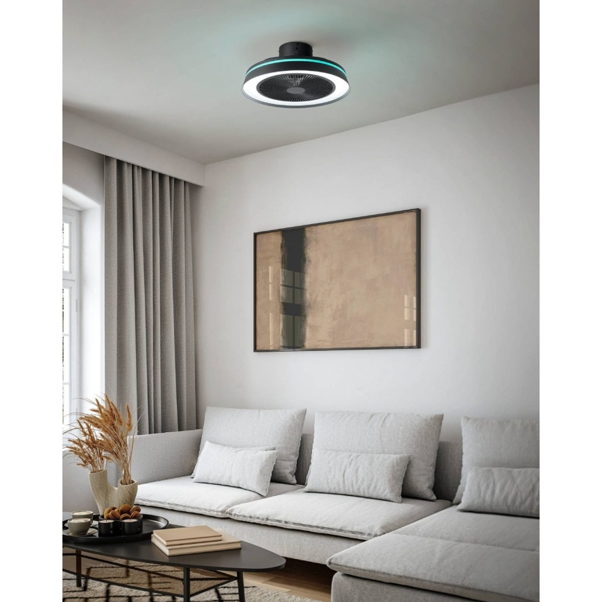 Eglo - LED RGBW Stmievateľný stropný ventilátor 3xLED/8,5W/230V+LED/6W 2700-6500K pr. 48 cm čierny + diaľkové ovládanie