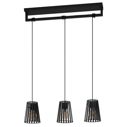 Eglo - Luster na lanku 3xE27/40W/230V čierna