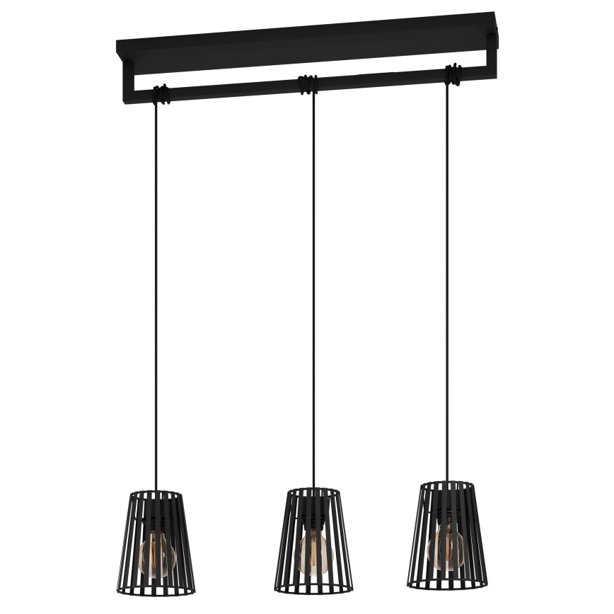Eglo - Luster na lanku 3xE27/40W/230V čierna