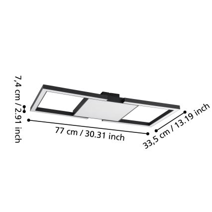 Eglo - LED Stmievateľné stropné svietidlo LED/26,2W/230V 2700-6500K čierna + diaľkové ovládanie