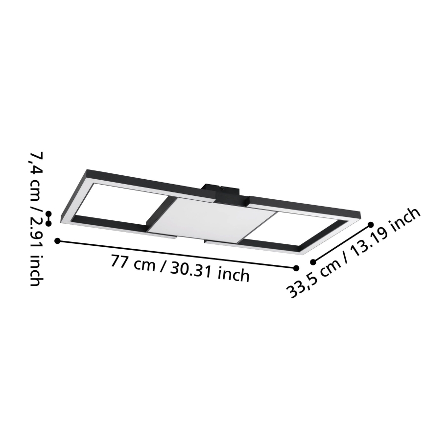 Eglo - LED Stmievateľné stropné svietidlo LED/26,2W/230V 2700-6500K čierna + diaľkové ovládanie